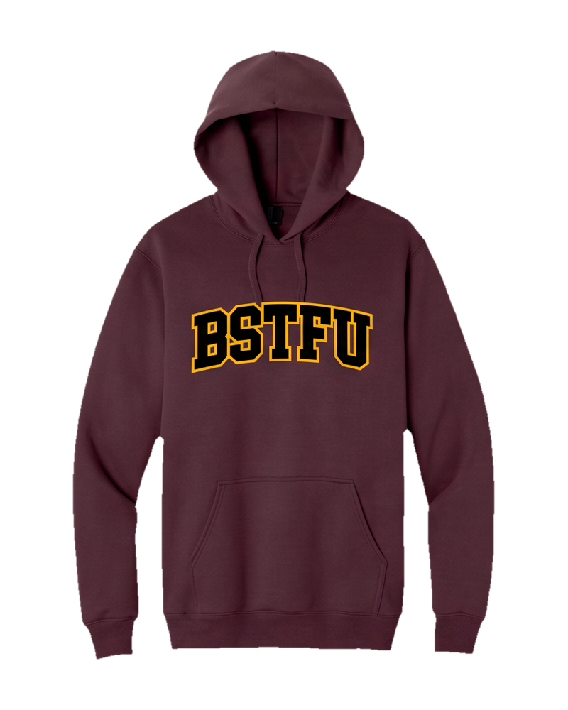 FIRST DROP Hoodie in Burgundy Gold Outline